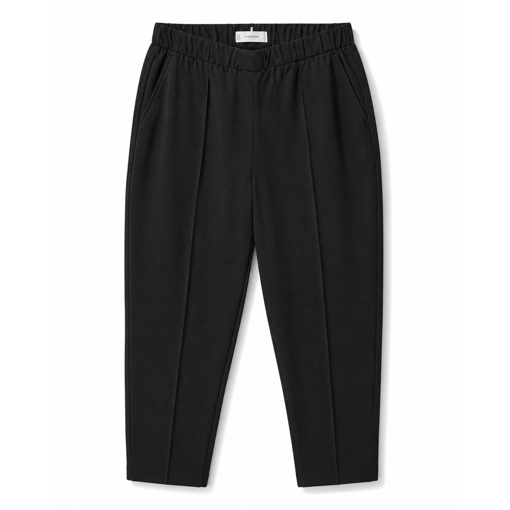 Everlane The Dream Pant Black High Rise‎ Tapered Knit Trousers Size Large NWT